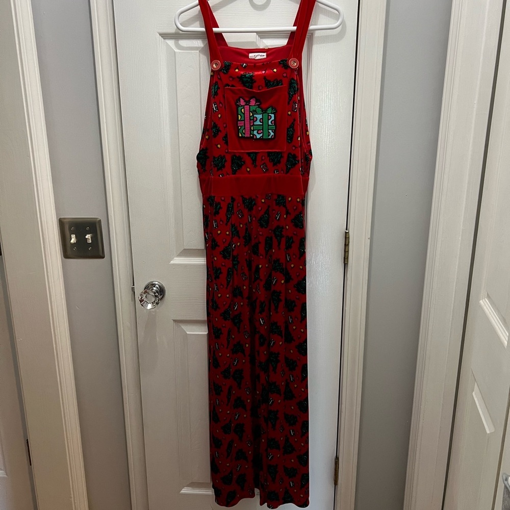 Red Holiday Themed Long Overalls